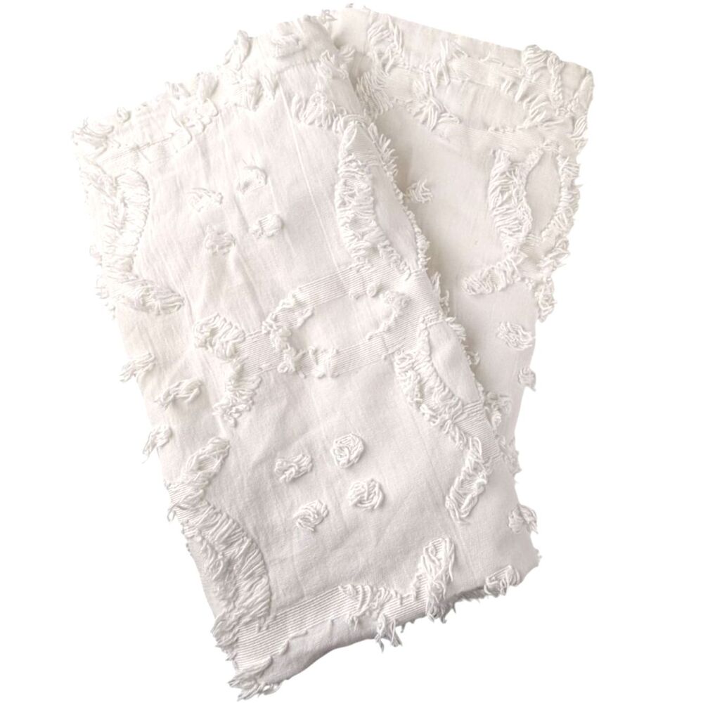 Threshold White Clipped Chenille Standard Pillow Sham Set Boho Texture Cotton